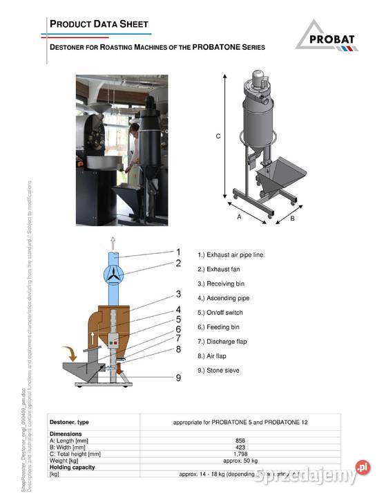 Destoner Probat do kawy palonej Probatone 512 Walendów
