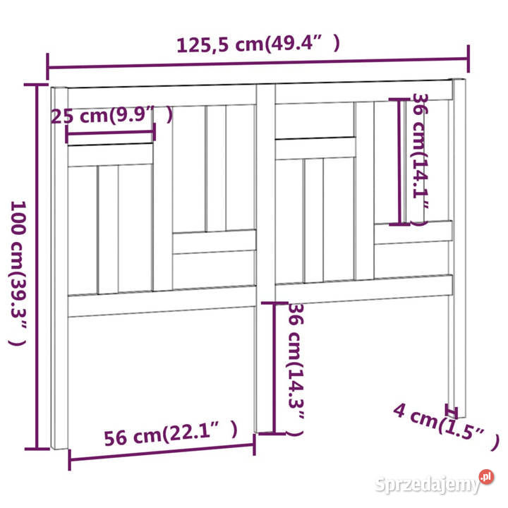 Wezgłowie łóżka 1255x4x100 lite drewno sosnowe mazowieckie