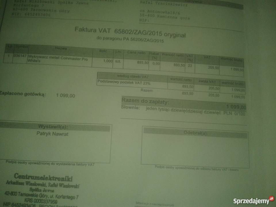 sprzedam wykrywacz whites coinmaster pro Wojcieszów