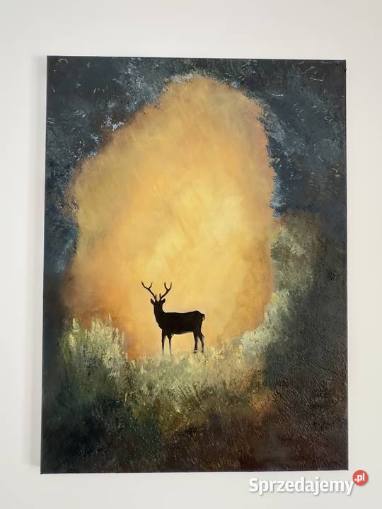 Handmade Acrylic Painting Golden Light Wrocław