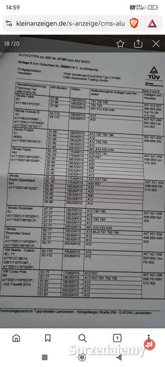 Felgi aluminiowe CMS 15 60 5x100 et38 VW Audi Jastrzębie-Zdrój