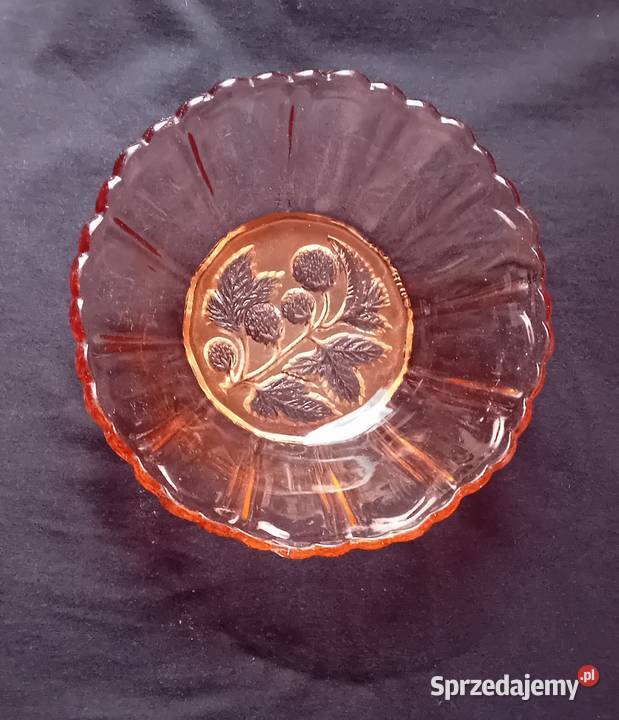 Rozalinowa miska art deco wzór Poziomki Koźminek sprzedam