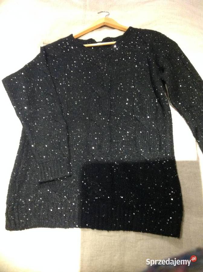 Czarny Sweter Damski rizm ML Moher Wiązany lubuskie Nowa Sól