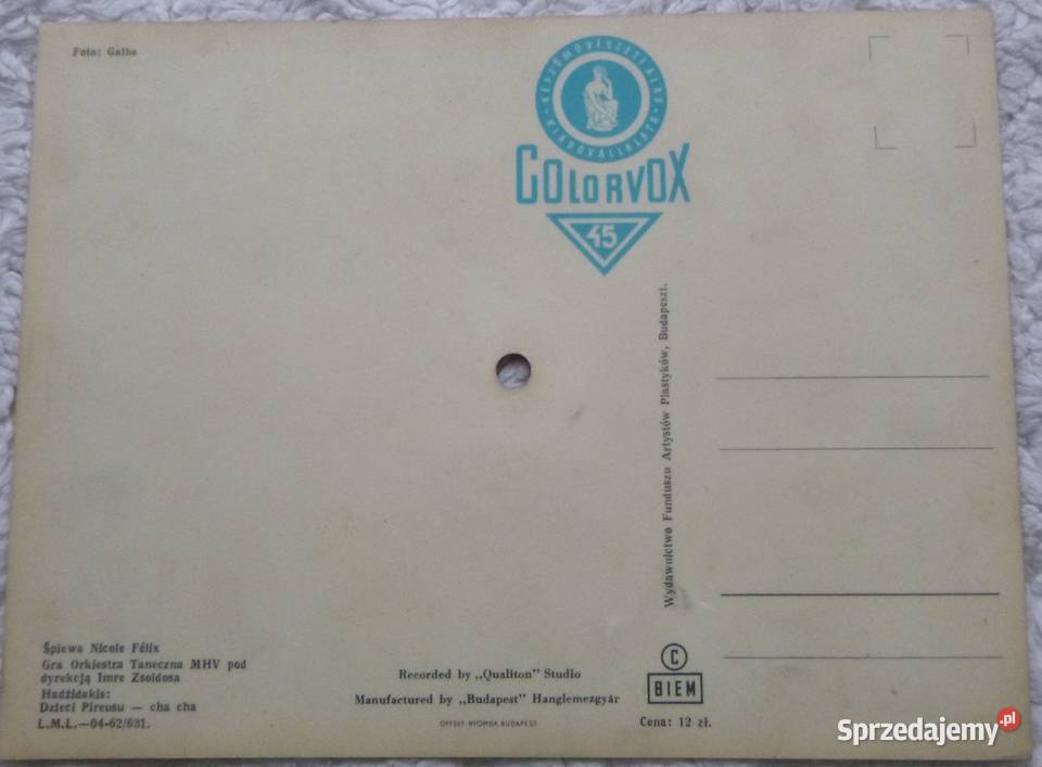 Płyta pocztówka dźwiękowa 4 1 płyta mazowieckie Warszawa sprzedam