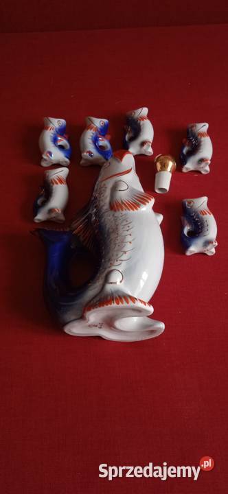 Ryba porcelanowa z kieliszkami
