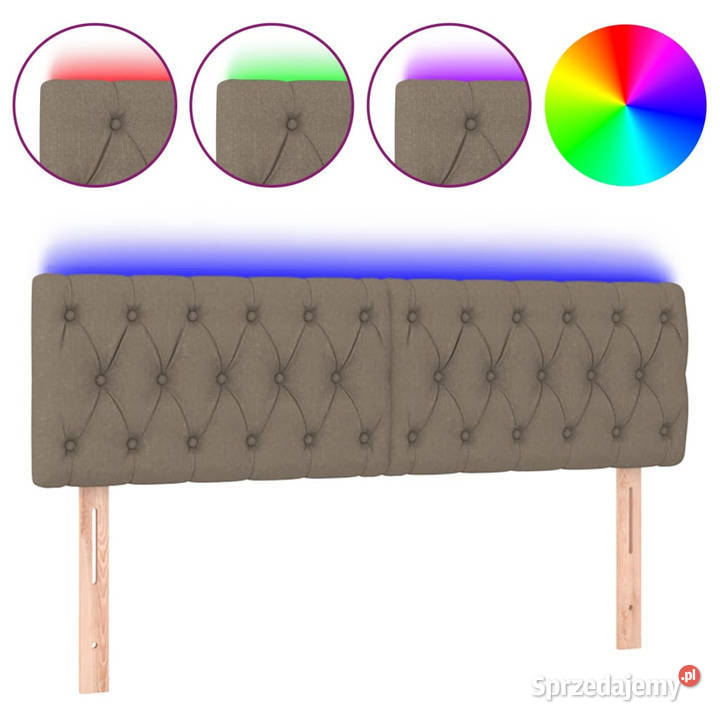 Zagłówek do łóżka z LED taupe 144x7x7888 tkanina Warszawa