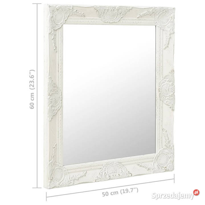 Lustro ścienne w stylu barokowym 50x60 białe Warszawa