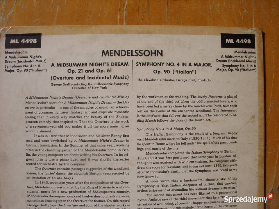 Klasyka MENDELSSOHN 4 plyty winylowe dolnośląskie
