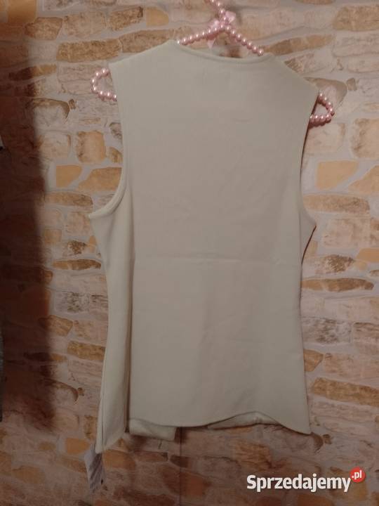 3638 SM ASOS Design Beżowa prążkowana kamizelka