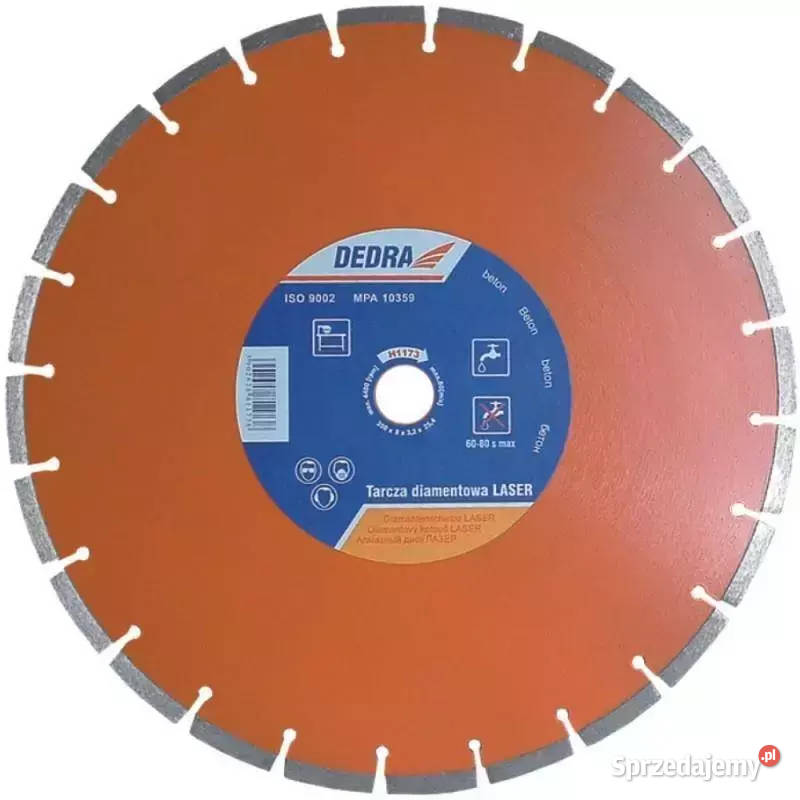 TARCZA DIAMENTOWA LASER DO BETONU, BETONU ZBROJONEGO DEDRA H1172 300MMX25,…