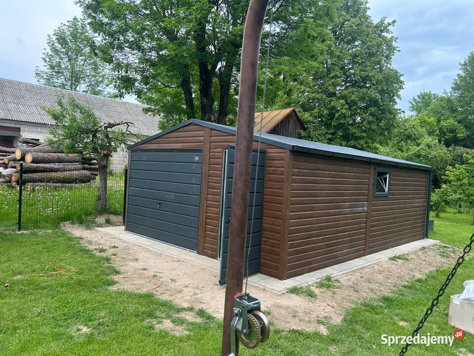 Garaż Blaszany dwuspadowy 57 Ciemny Orzech Gołkowice