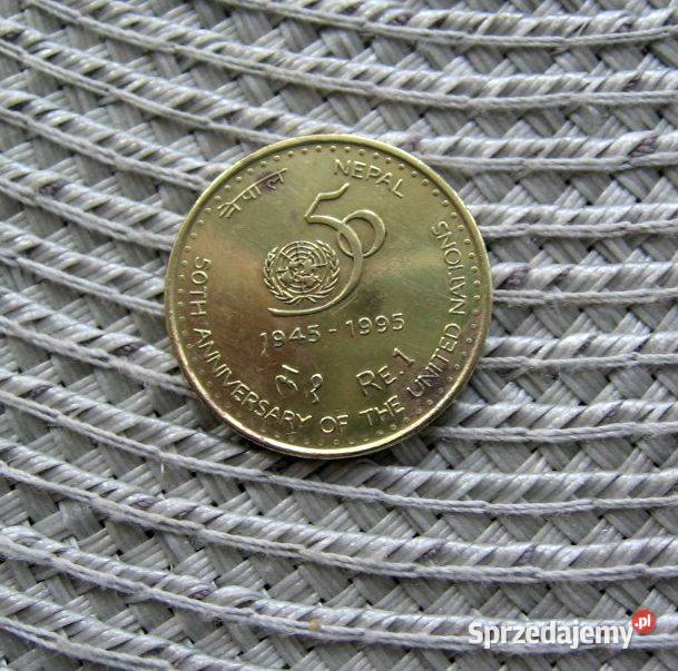 Nepal 1 Rupia 1995r 50 Rocznica Narodów wielkopolskie Kalisz