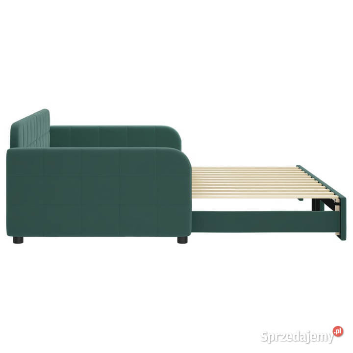 Sofa rozsuwana ciemnozielona aksamit 100x200 Warszawa