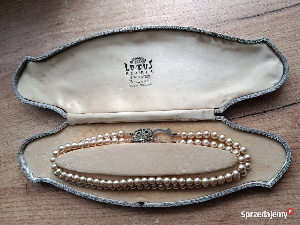 Stara kolia Lotus w etui perły vintage lata 5060 Choszczno