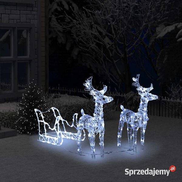 vidaXL Świąteczna dekoracja renifery z saniami mazowieckie Warszawa