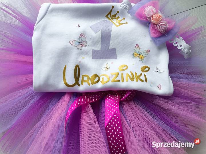 Komplet na roczek dziewczynki tutu 1 urodzinki Waćmierz