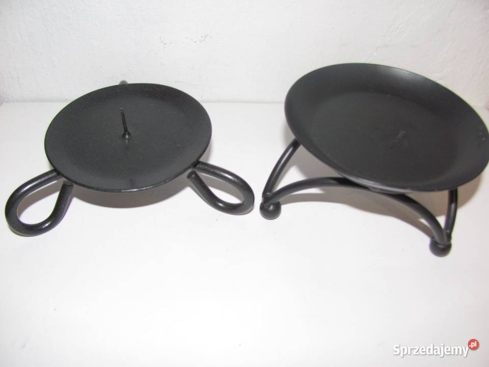 świeczniki metalowe niskie stojące 2 sztuki czarny Zamość sprzedam