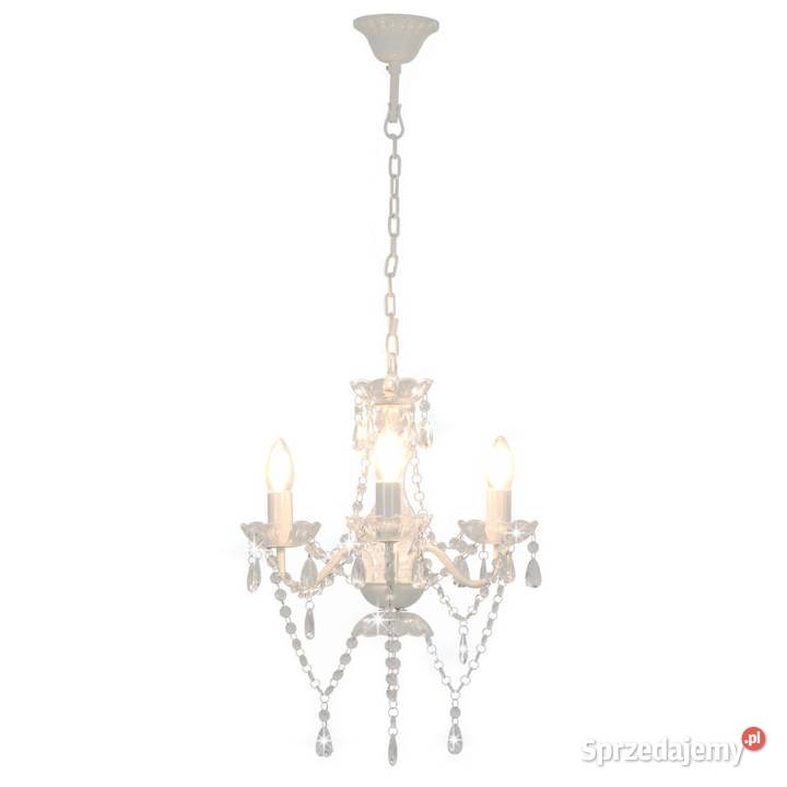 vidaXL Żyrandol z koralikami biały okrągły 3