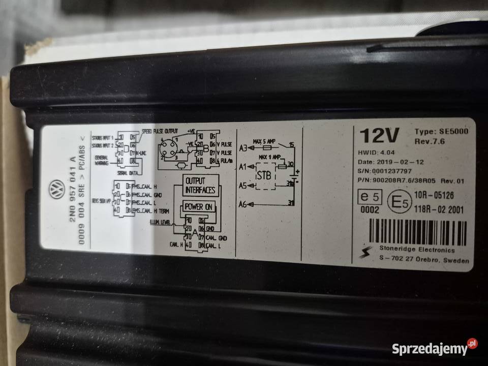 Tachograf Stonerigr VW Crafter Obłotne