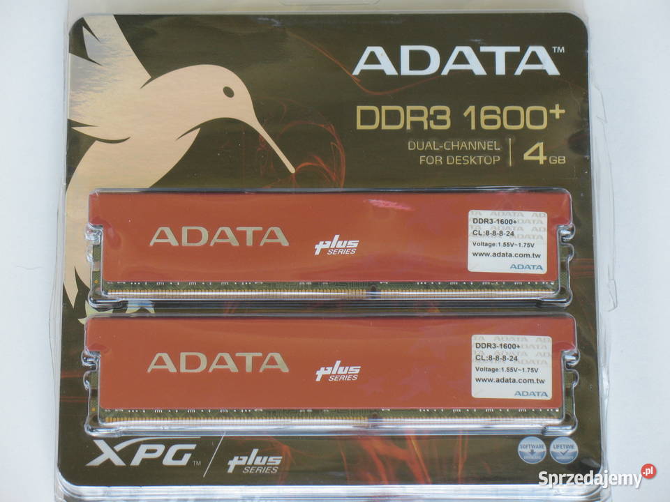 Pamięci ADATA DDR3 8 GB 4x 2 GB 1600 MHz Pojemność 8GB