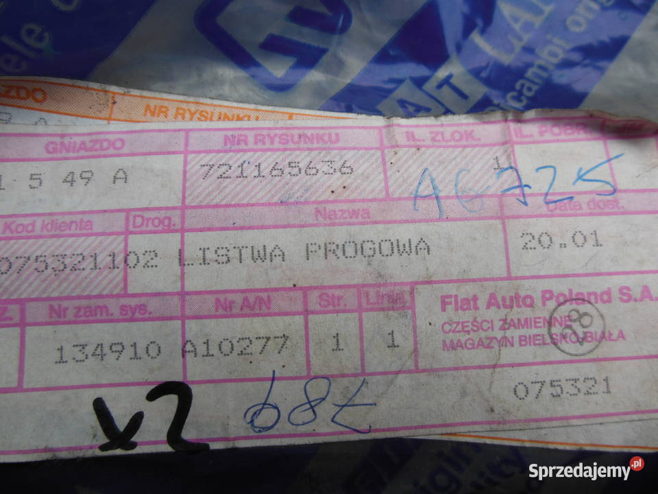 NAKŁADKA PROGU PRZEDNIEGO S X FIAT MAREA KOD Kozy