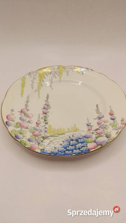 Talerz deserowy vintage porcelana kostna Foley Zamość