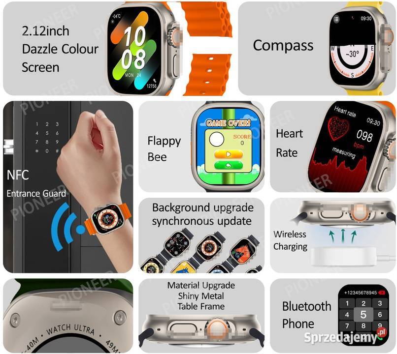 Smart Watch Hq8 Pro AMOLED Compas śląskie Zawiercie