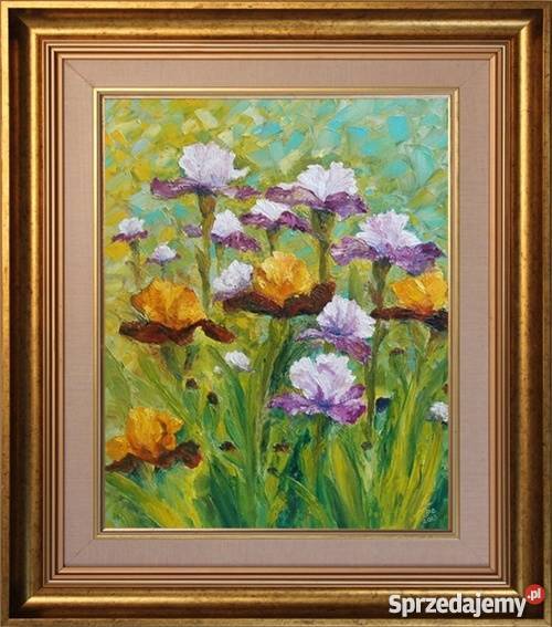 Obraz olejny Irysy 2 lubelskie Lublin sprzedam