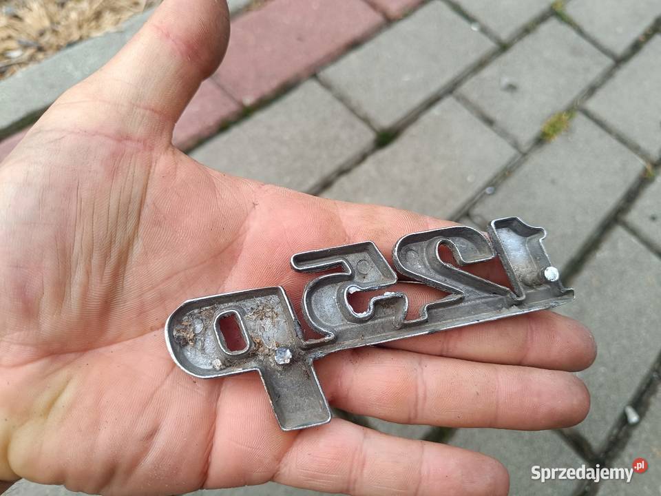 FIAT 125p emblemat znaczek chrom napis logo duży