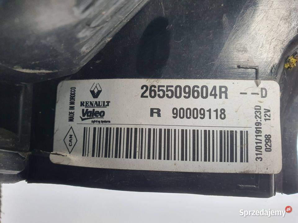 LAMPA PRAWA TYŁ DACIA DOKKER 265509604R osobowe Lipno