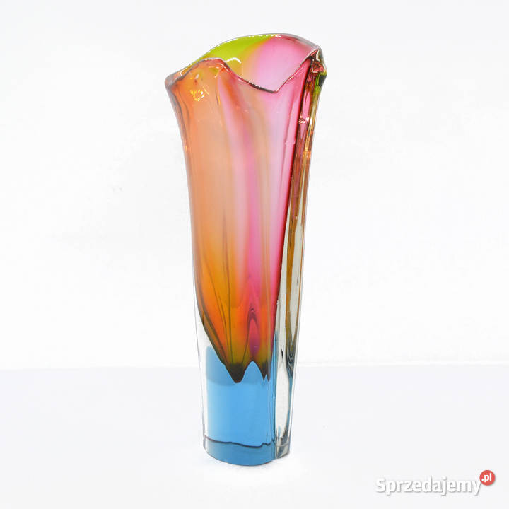 Barwny wazon proj J Rozinek Borskie Sklo lata 60 mazowieckie Warszawa