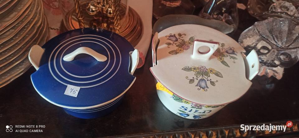 Puzderko pojemnik sygnowany Z pokrywką kobaltowy Gdańsk