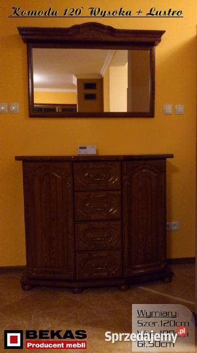 Stylizowana Komoda Lustro 120 Wysoka 2D4S Dąb 120cm Komody mazowieckie Góra Kalwaria