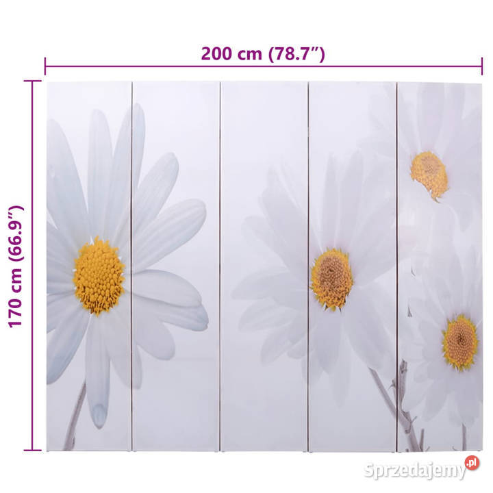 Składany parawan 200x170 motyw kwiatowy WM240479