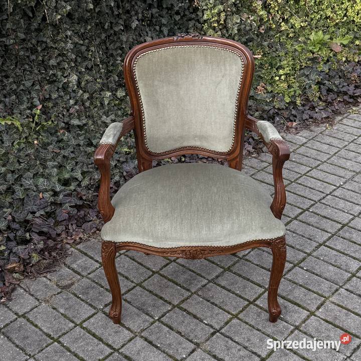 ARTexpert Wygodny Pałacowy fotel Ludwik welur Dobrzany
