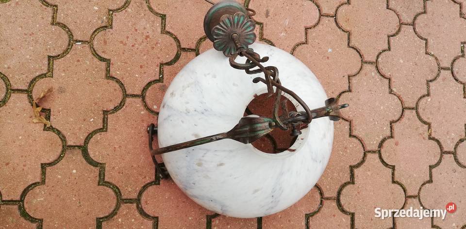 Lampa wisząca duża szklana metaloplastyka metal