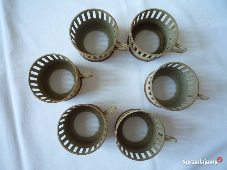 6 Brązowobeżowe Koszyczki uchwyty do szklanek