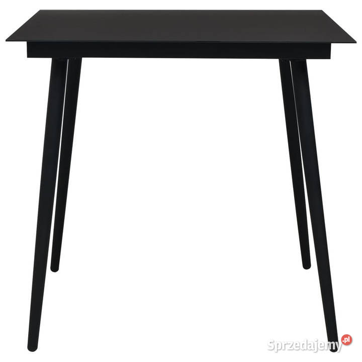 Stół ogrodowy czarny 80x80x74 stal i szkło Stoły i stoliki ogrodowe