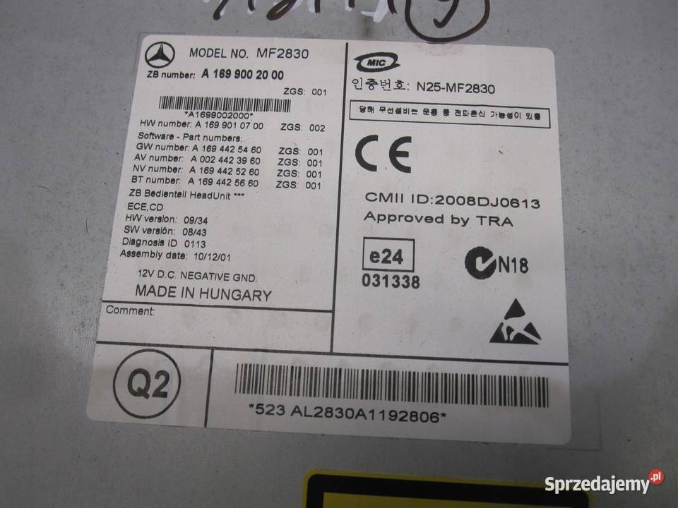 MERCEDES W245 I LIFT radio CD A1699002000 Sprzęt audio fabryczny Części samochodowe świętokrzyskie Kielce