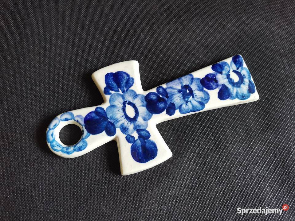 Stary Krzyż w kwiaty fajans Włocławek design PRL Katowice