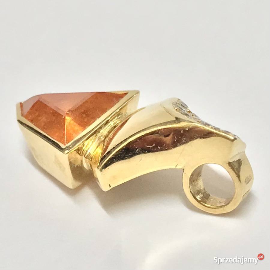 Złoty WISIOREK zawieszka 750 18K TOPAZ IMPERIAL złoto Wisiorki Warszawa