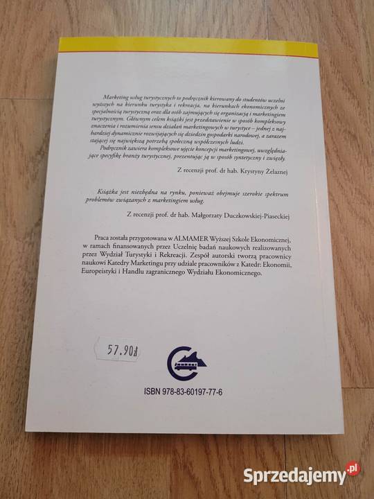 Książka Marketing Usług Turystycznych Danuta Warszawa