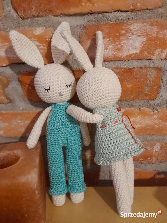 Szydełkowe przytulanki króliczki pomorskie Luzino sprzedam