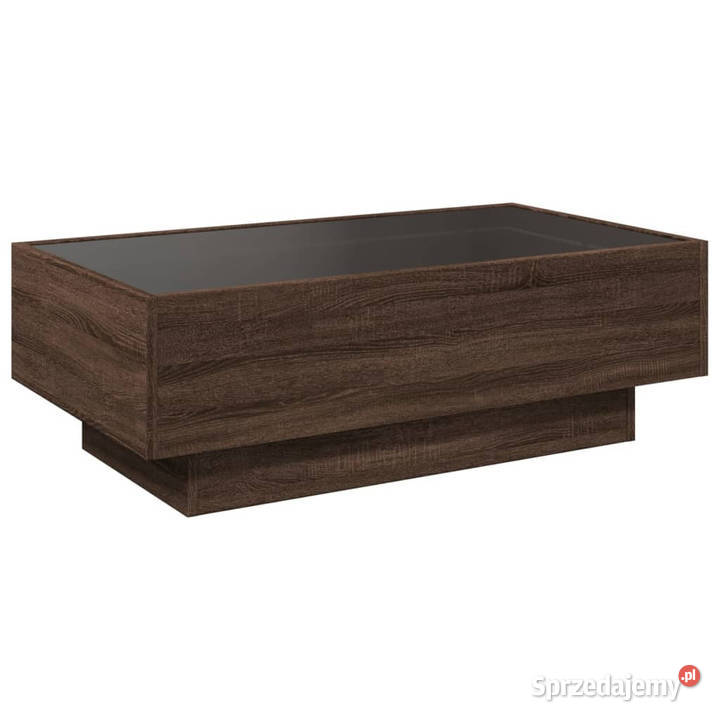 Stolik kawowy z LED brązowy dąb 90x50x30