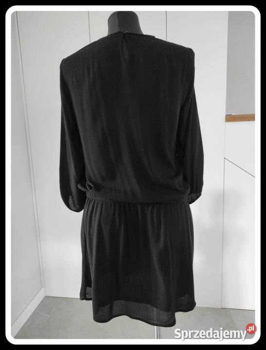 HM czarna sukienka z gumką w talii 40 L Wiskoza H&M Płock