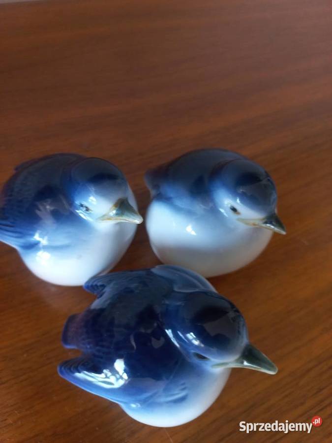 Figurki porcelanowe Wróbel zestaw 3 kujawsko-pomorskie Toruń