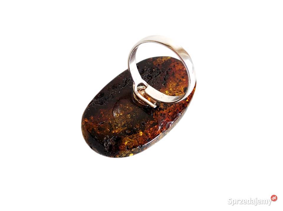 7564 Okazały Bursztynowy Kaboszon srebro
