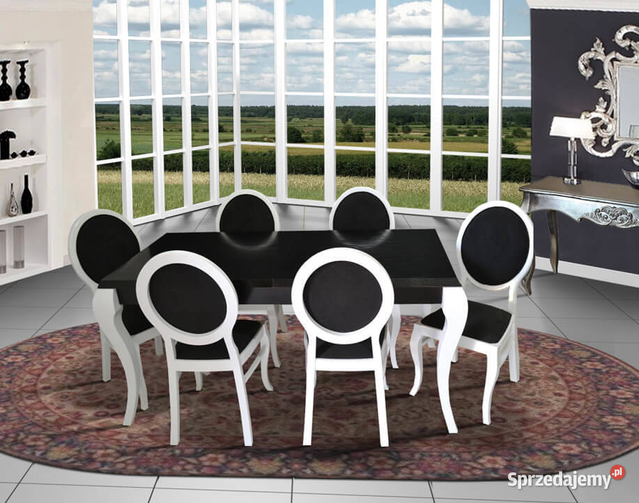 Stół Glamour LEONARDO 6 krzeseł OVAL frezowanych Częstochowa