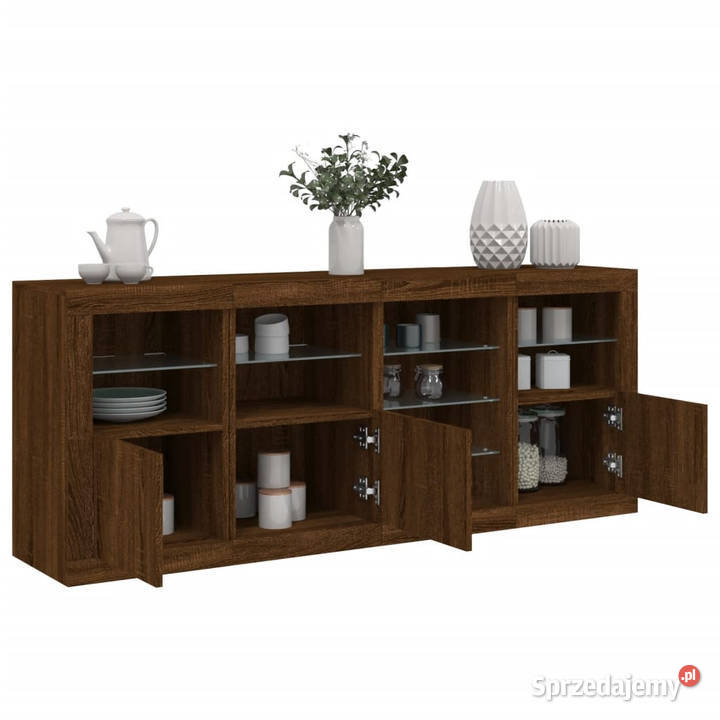 Szafka z oświetleniem LED brązowy dąb 164x37x67 Pozostałe Warszawa sprzedam