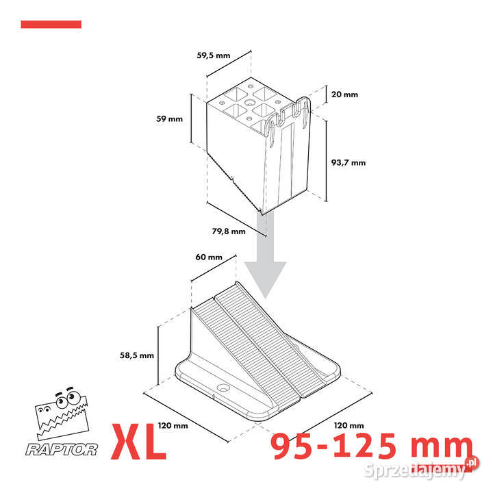 Wspornik tarasowy klinowy 95125 mm do legarów